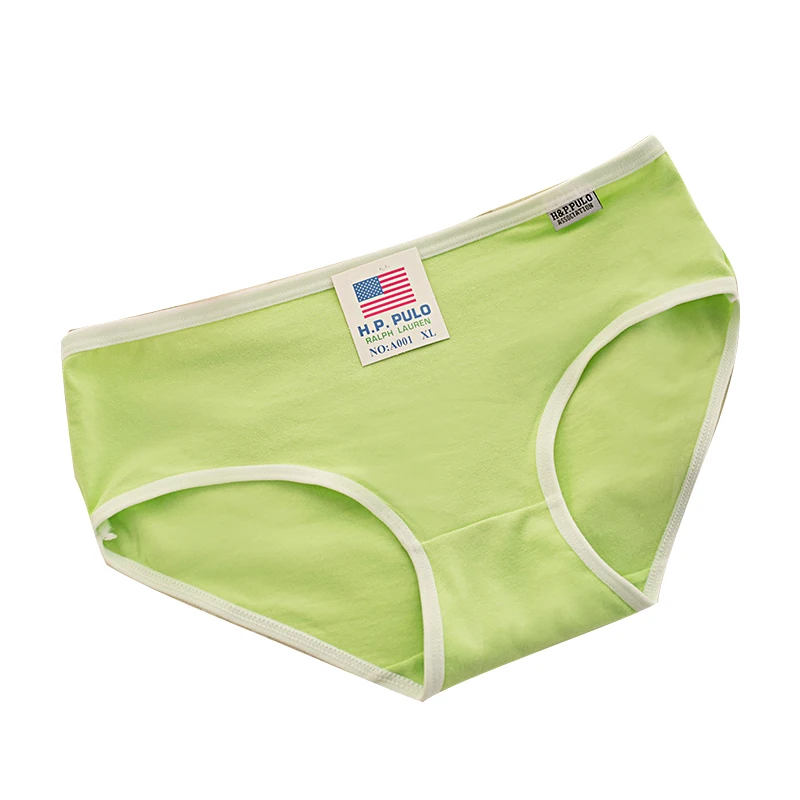 Women's Cotton Panties Girls Cute Underpants Mid Waist Solid Color