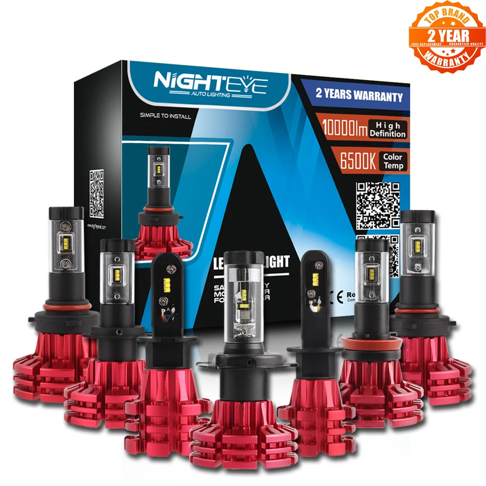 Светодиодный фонарь Nighteye H4/HB2/9003 H13 9005 9006 9007 H7 H11 60 Вт 10000LM автомобильные фары H1 H3