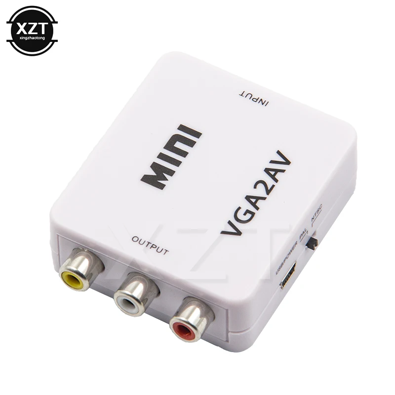 VGA to AV Mini Converter Scaler Adapter Support 1080P PC to TV