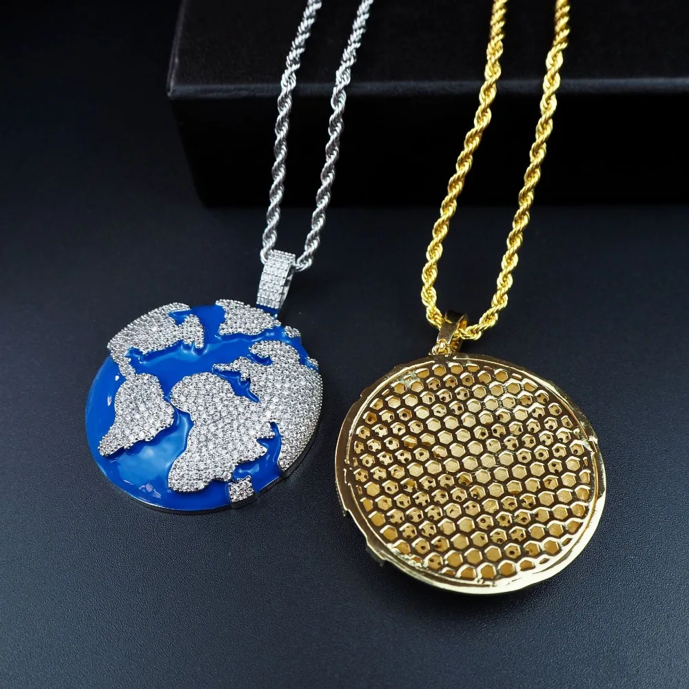 Ожерелье из голубого земного циркония для мужчин и женщин, модные ювелирные изделия в стиле хип-хоп, подарки