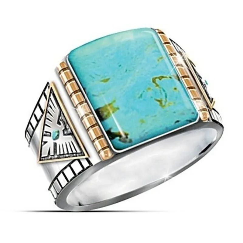 

YD & YDBZ Vintage Silver Plating Two Tone Finger Loop Jewelry Rings Viking Mens Statement Wedding Party Rings Size 7-13
