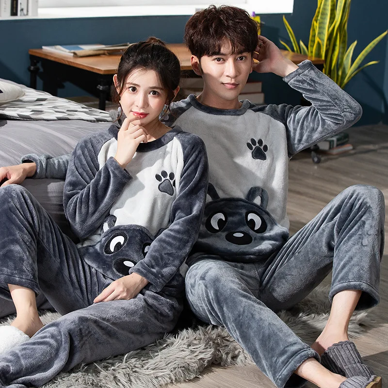 

(Photo Piracy Reserved) Couples Set Winter Coral Velvet Autumn And Winter Warm Winter Couples Tracksuit Pajamas