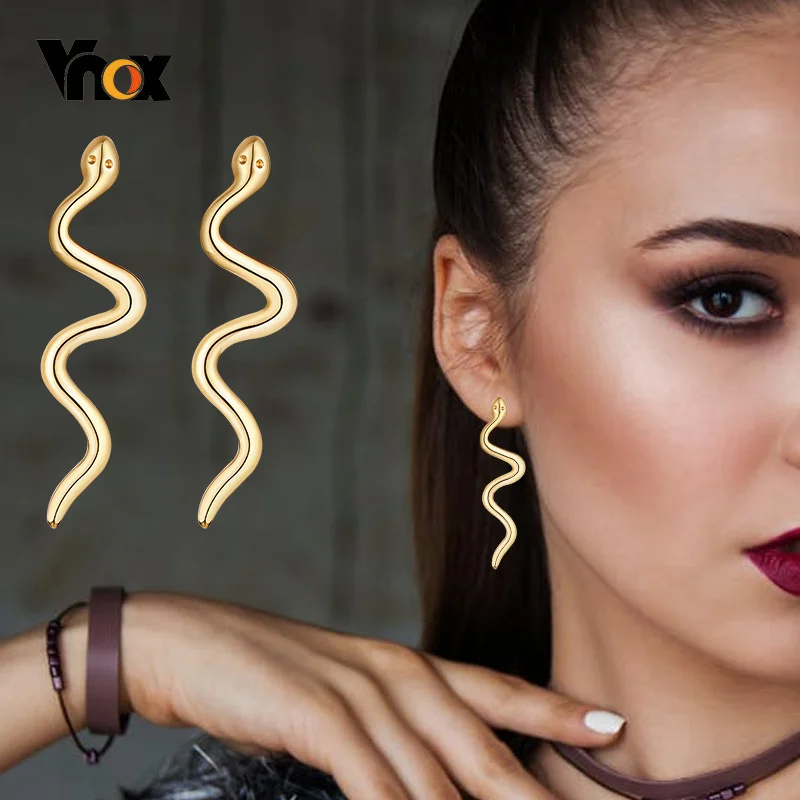 Vnox Chic Snake Shaped Earrings for Women Party Jewelry, Anti Allergy