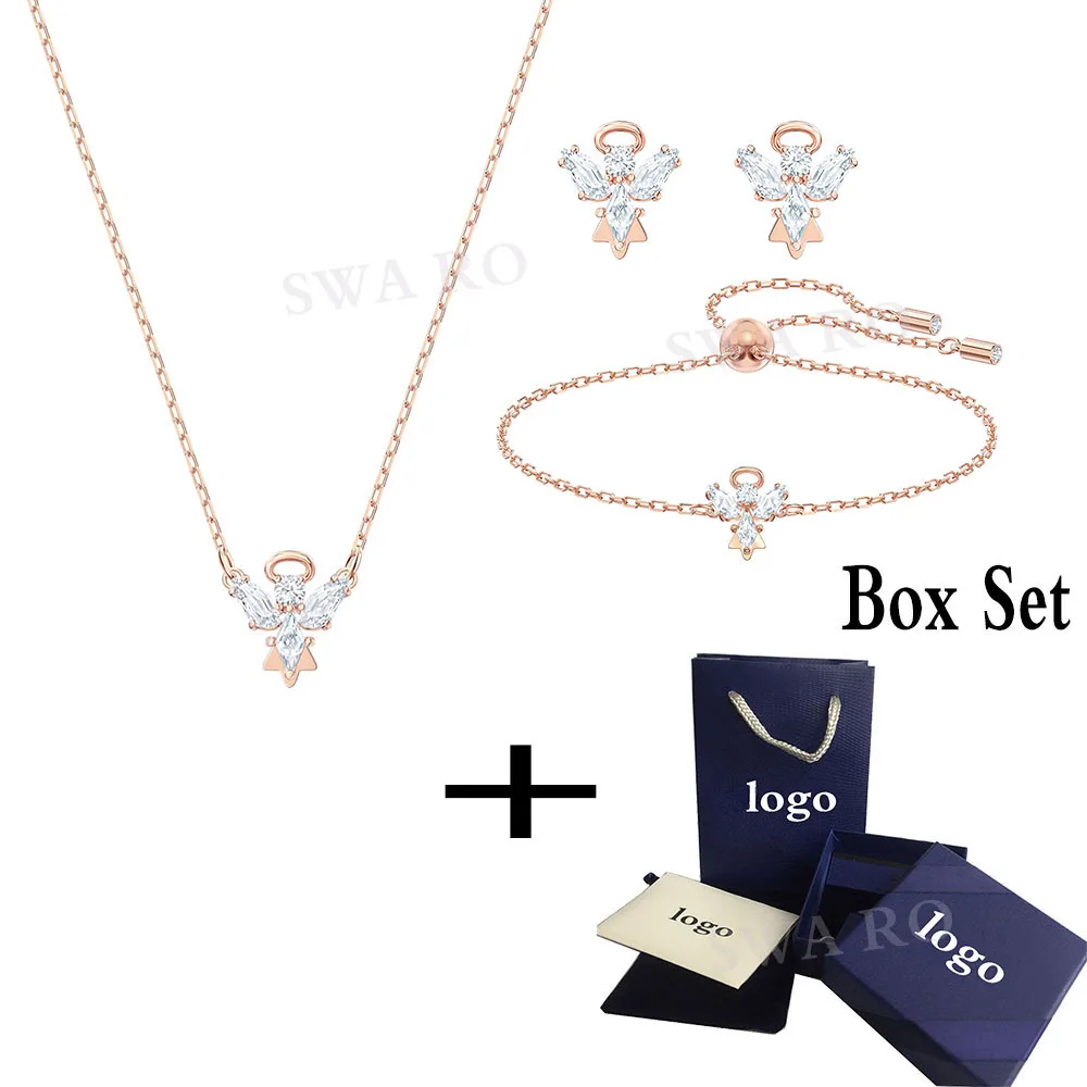 

SWA RO 2019 European Pop New MAGIC ANGEL Set Angel Shape Crystal Rose Gold Crystal Jewelry give away Lovers Best Romantic Gifts
