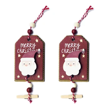 

Wooden Painted Clips Postcard Photo Clip Christmas Pine Cones Santa Clause Christams Tree Hanging Ornaments