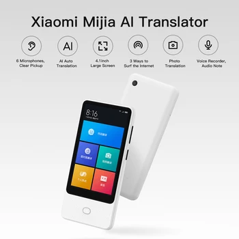

Xiaomi Mijia AI Voice Translator Recorder 1+8GB 18 Languages 4.1 inch Touch Screen 6 Microphone Online Camera Photo Translators