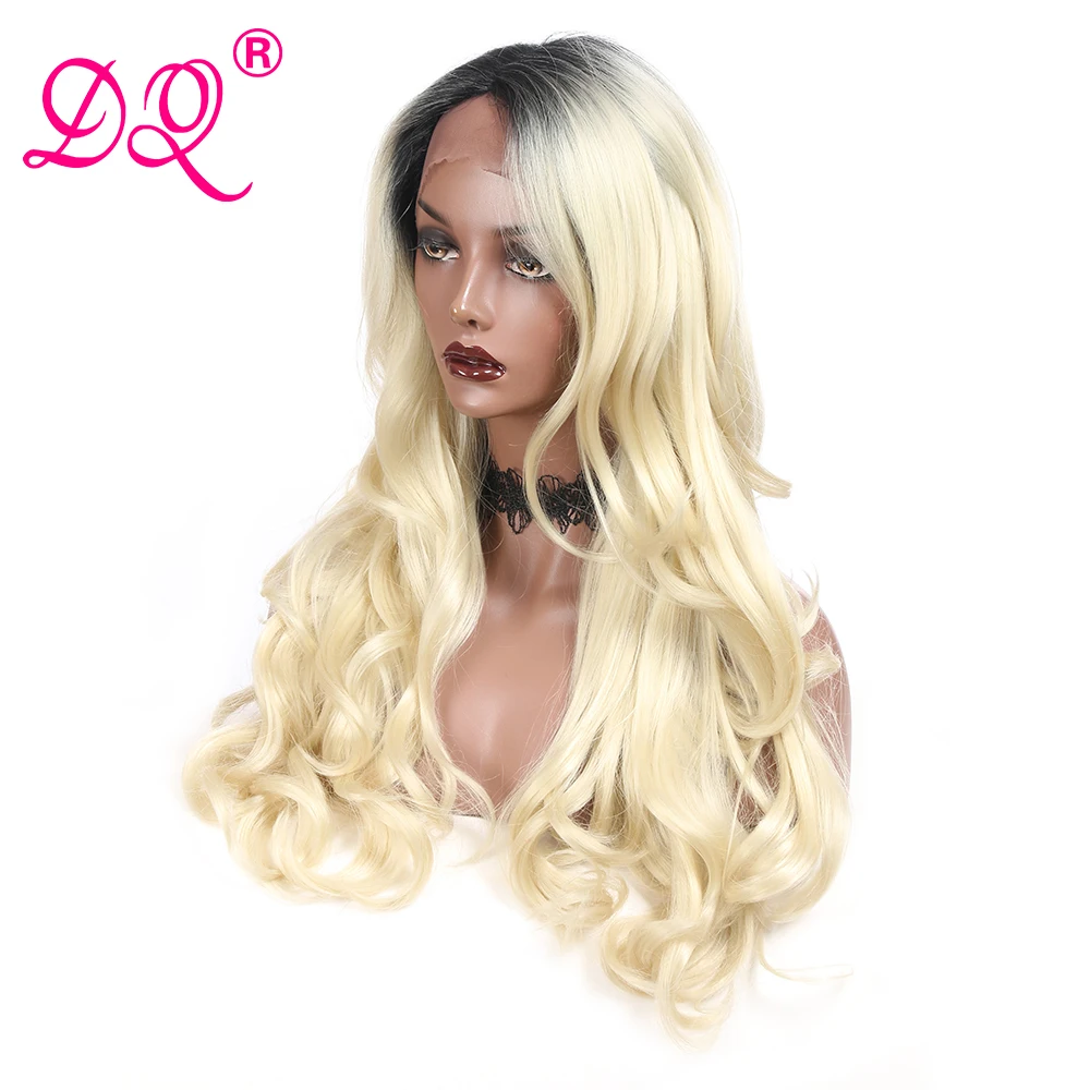 DQ синтетический парик на кружеве Омбре блонд парик длинные волнистые парики для женщин косплей парик синтетический парик термостойкие волокна парики