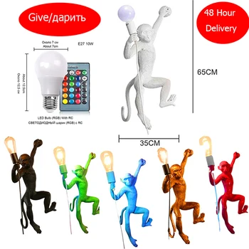 

Modern Black Led Resin Monkey Lamp Living Room Pendant Lights Bedroom Restaurant Bar Luminaire Kitchen Lamp Kid Room Lighting