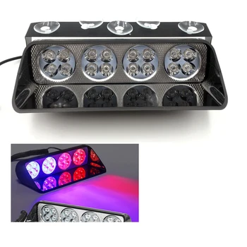 

16 LED Red/Blue Led Flash Lamp 48W Car Flash Signal Emergency Fireman Police Beacon Warning Light 12V Strobe Light
