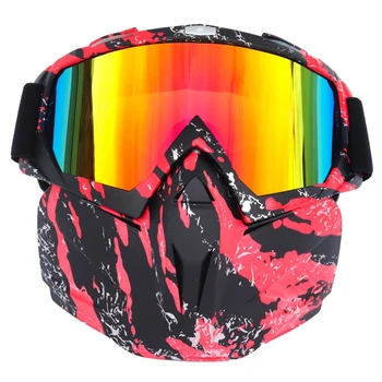 

Motorcycle Goggle Mask Windproof Detachable Glasses with Mask for Riding Skiing Snowmobile Cycling Halloween