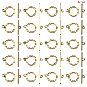 

20 Sets Golden Flat Round Tibetan Style Toggle Clasps Cadmium DIY Jewelry Making