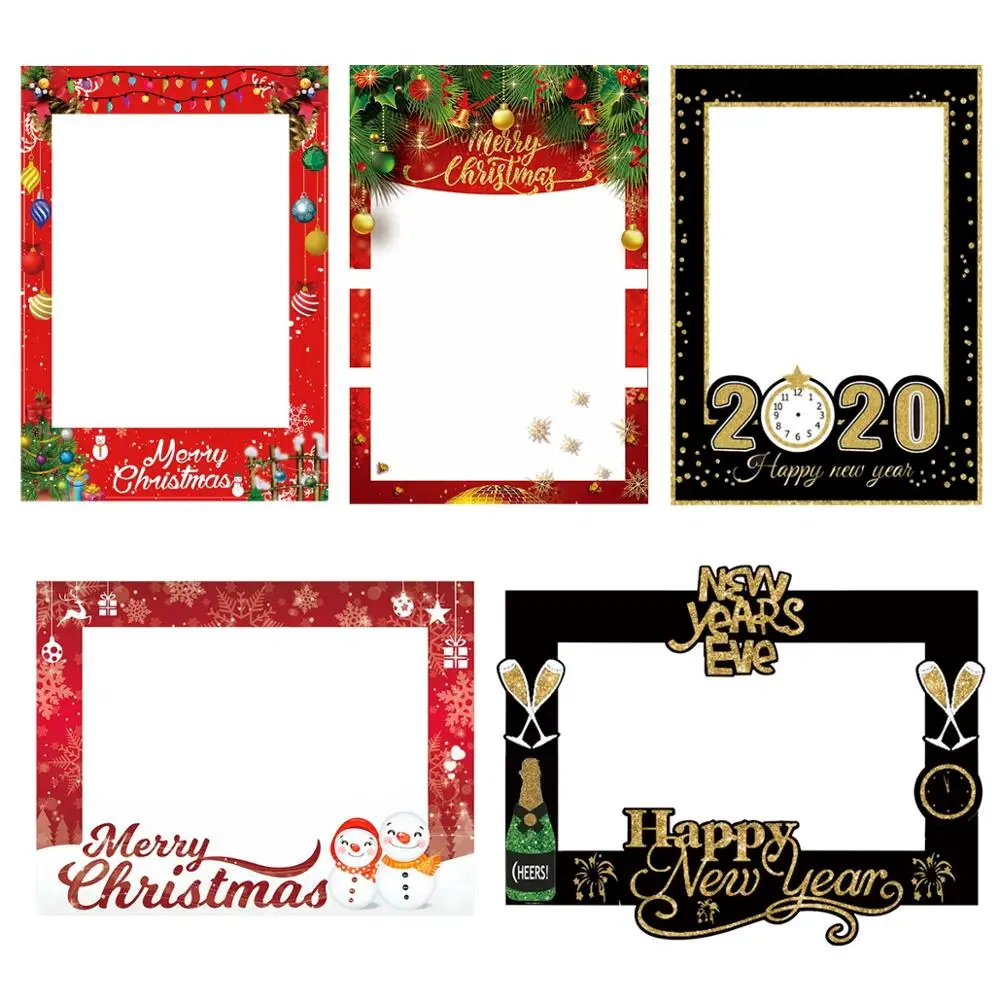 FENGRISE Happy новогоднее; Рождественское украшение для дома Photo Booth рамки реквизит с утолщённой меховой опушкой, хороший подарок год Eve вечерние поставки