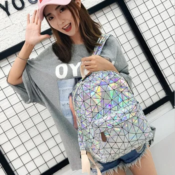 

Laser Backpack Travel Bags Large Women Men Girls Bag PU Leather Holographic Backpack School Bags for Teenage Girls fashion bag