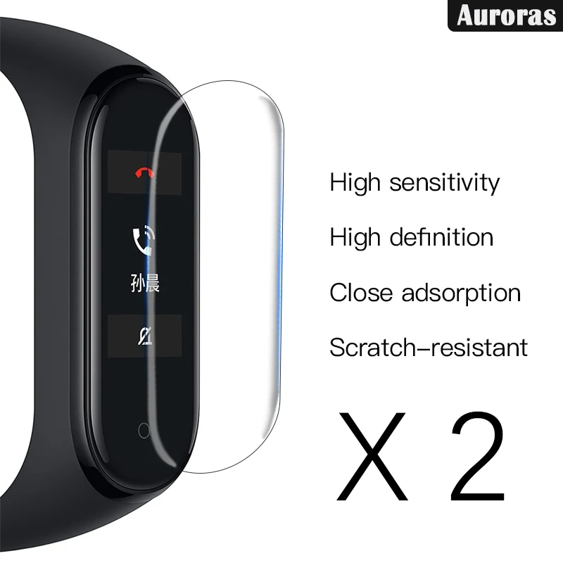 2 Pcs 1/2 шт для Xiaomi mi Band 4 защитная пленка для экрана закаленное стекло Смарт-часы для mi Band 3 чехол для пленки - Цвет: 2 Pcs