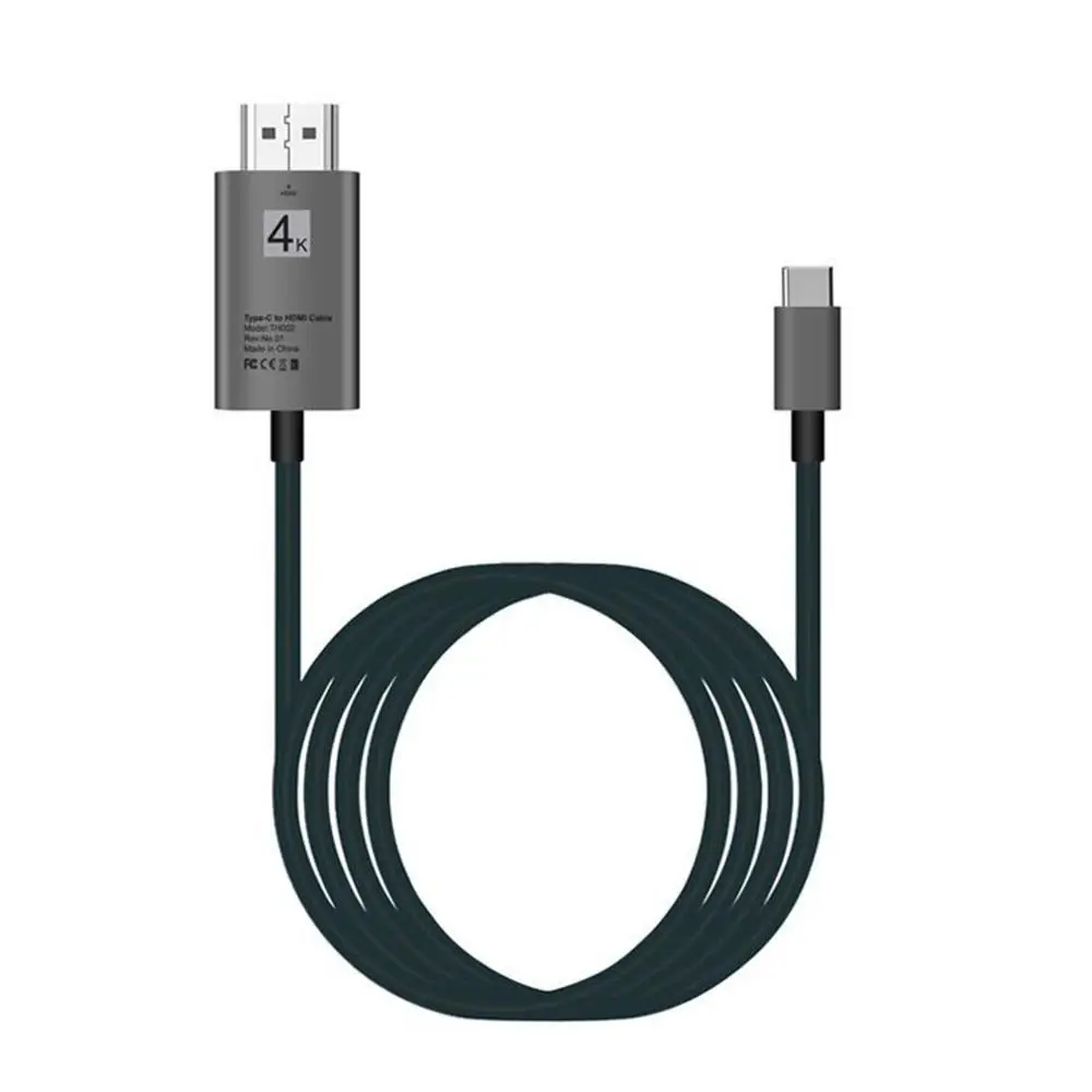 Black Кабель с разъемами type-C-HDMI USB 3,1-HDMI 4K для телефона и компьютера Hd - Цвет: Black