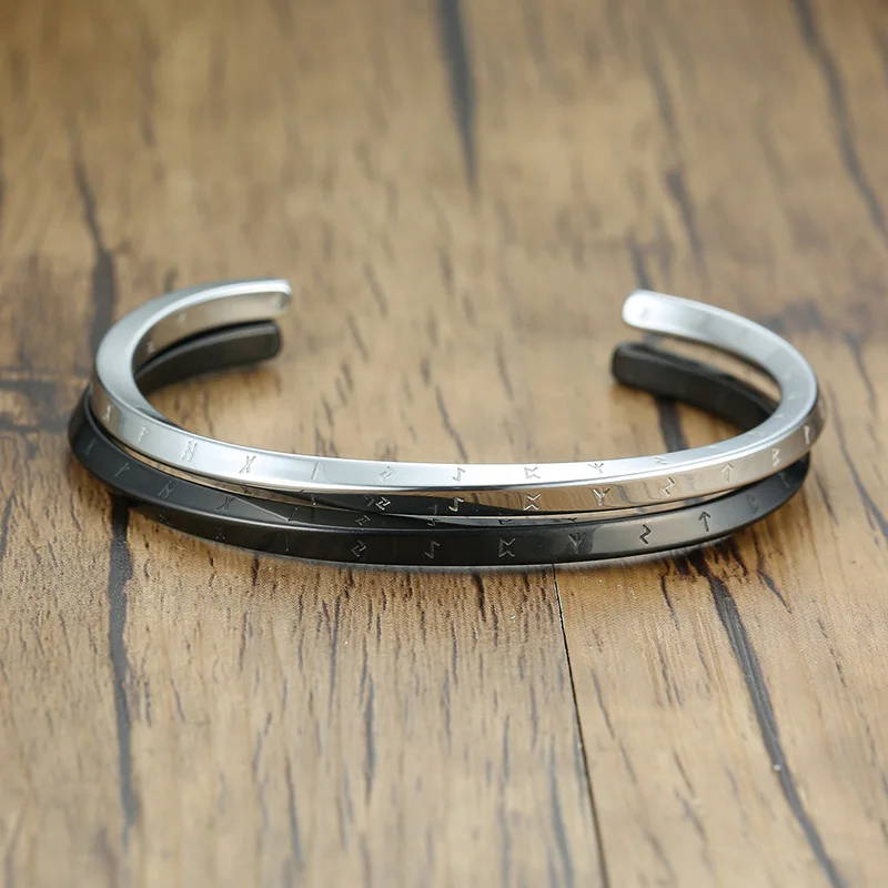 Metal Bracelet Stainless Steel Bracelet Nordic Runes Bangles Men Bracelet Stainless steel Twist Mobius Bangle Bracelets Male Jewelry