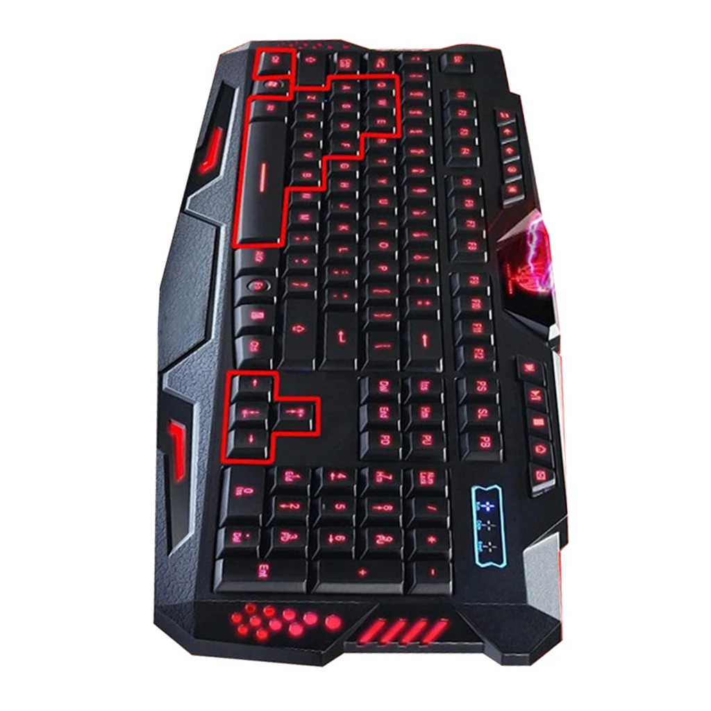 Colorful Mechanical Feel LED Backlight Gaming Keyboard with Number Pad Three Backlight Colors (Red/Purple/Blue)