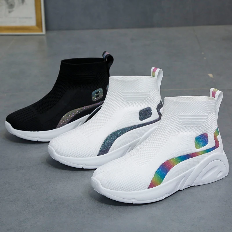 Женские кроссовки без шнуровки повседневные лоферы на толстой подошве