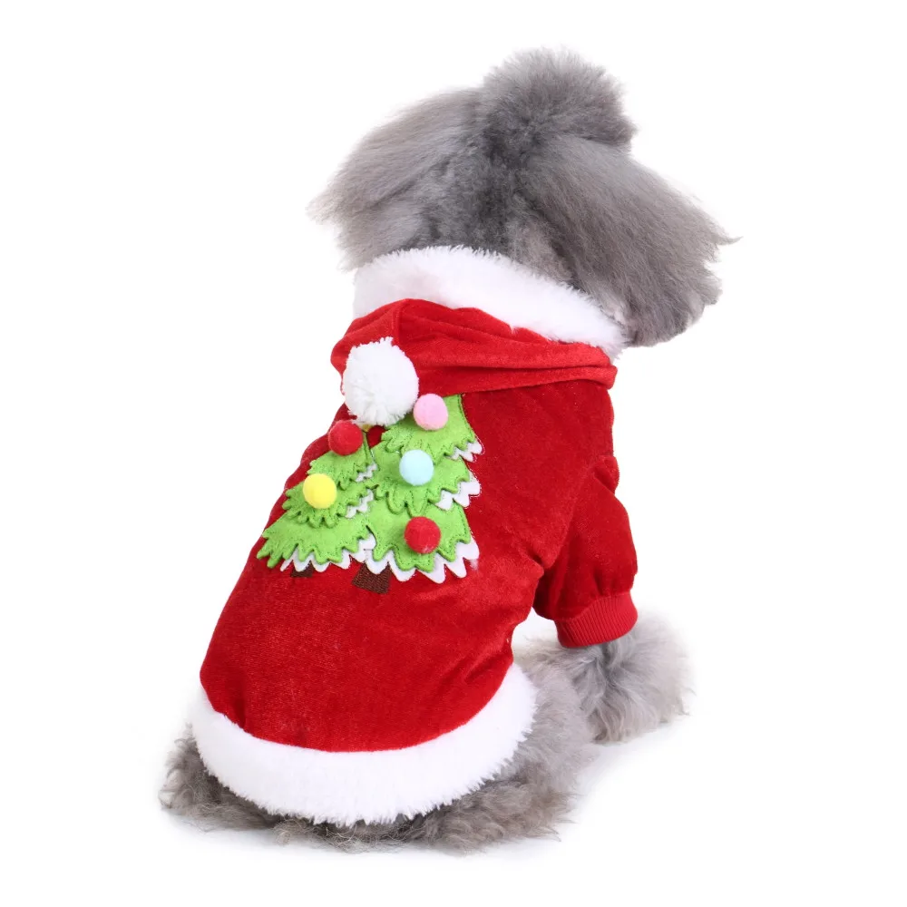 Pet Dog Christmas Clothes Tree Print For Small Dogs Cat Festival Coat Winter Warm Jacket 2020 | Дом и сад