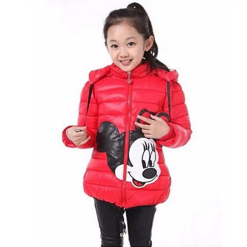 Куртка для девочек зимние пальто с сокровищами Минни для девочек, одежда с хлопковой подкладкой, большие размеры от 3 до 8 лет теплые зимние детские толстовки