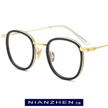 NIANZHEN титановая ацетатная оправа для очков, мужские высококачественные винтажные круглые оптические очки для женщин, очки 1199