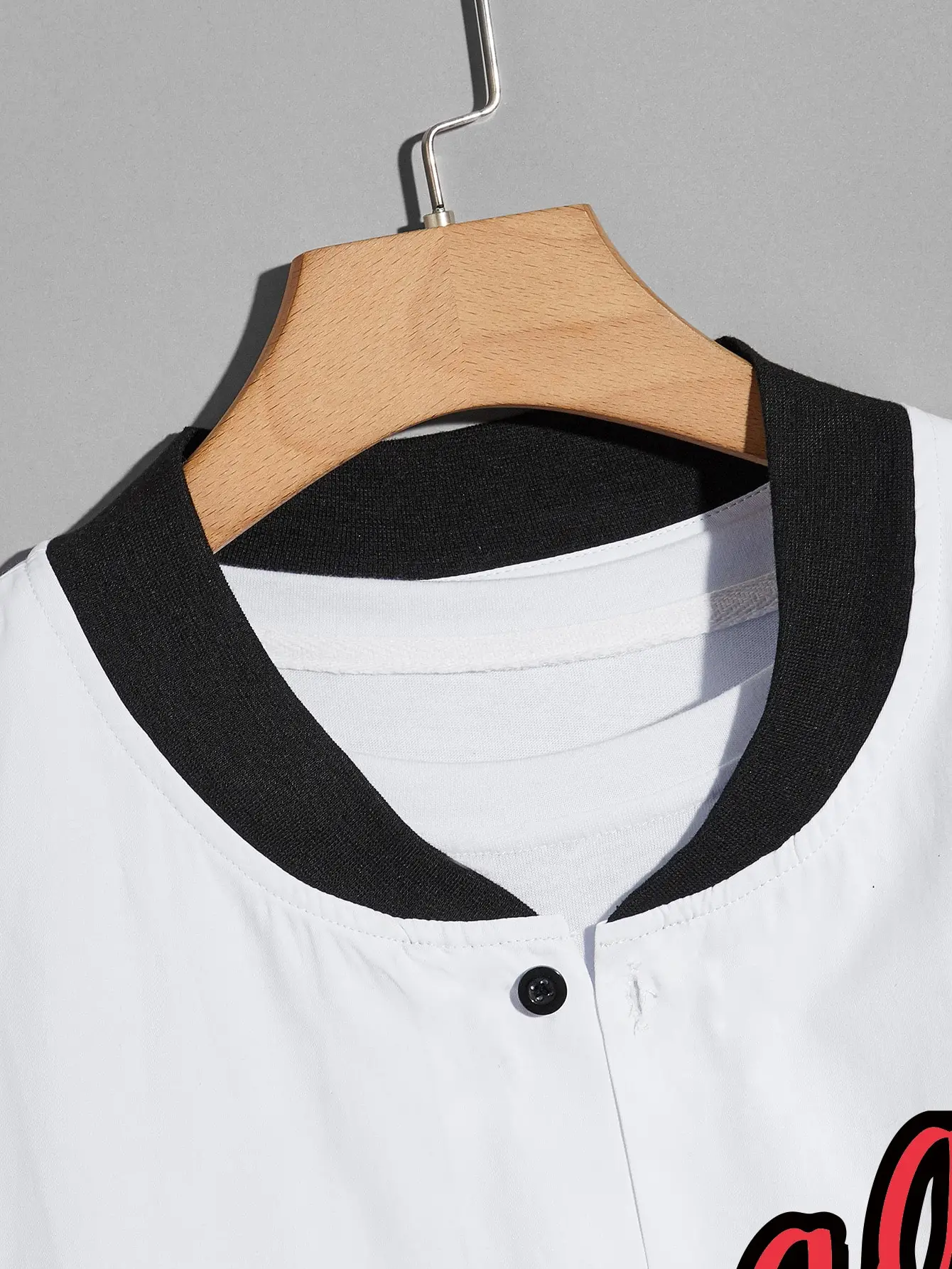 Men Letter Print Graphic Baseball Collar American Streetwear Style Causal Patchwork Plaid Basketball  Shirt