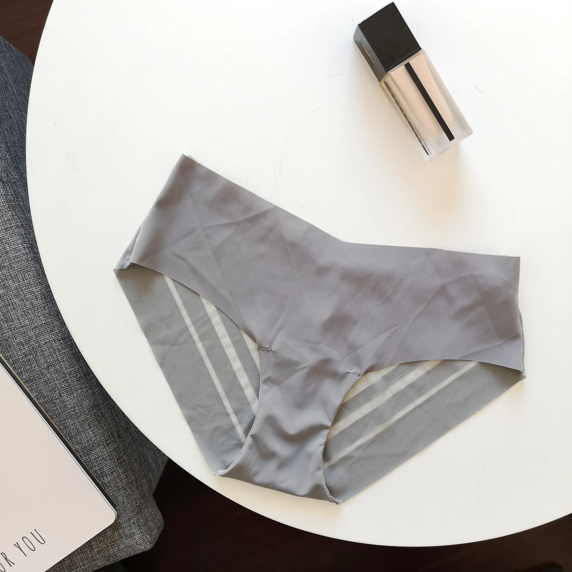 SP& CITY, женское однотонное нижнее белье, Ice Silk, полосатые прозрачные трусики, сетчатые бесшовные трусы, сексуальные микро-стринги, нижнее белье - Цвет: gray
