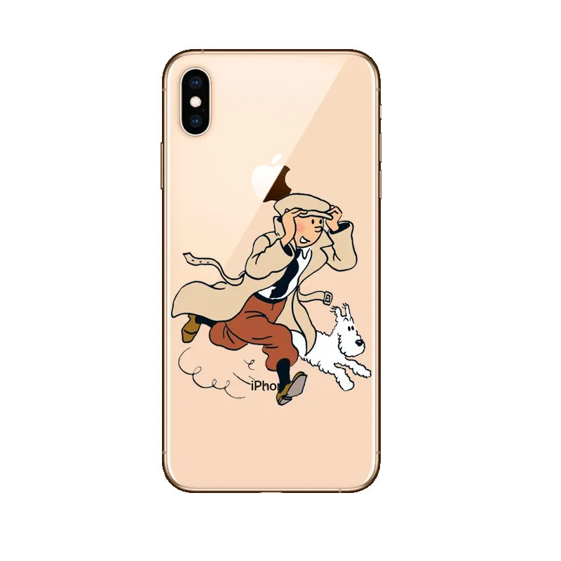 TPU Мягкий силиконовый чехол из ТПУ «Приключения Тинтина» для iPhone XR 10 8 7 Plus 6 6S Plus 5 XS Max 5 5C 4 4s - Цвет: TPU
