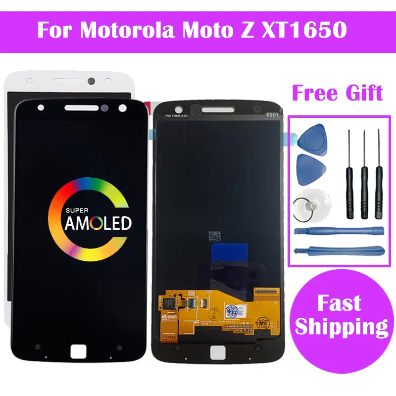 Для Motorola Moto Z LCD XT1650 ЖК-экран с сенсорным экраном дигитайзер в сборе черный белый