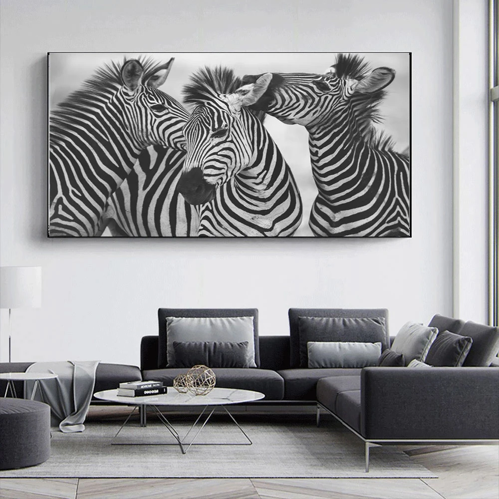 Black And White Zebra Pictures Modern Home Decor Canvas Painting Wall Art Print Animal Posters For Nordic Bedroom Living Room | Дом и сад