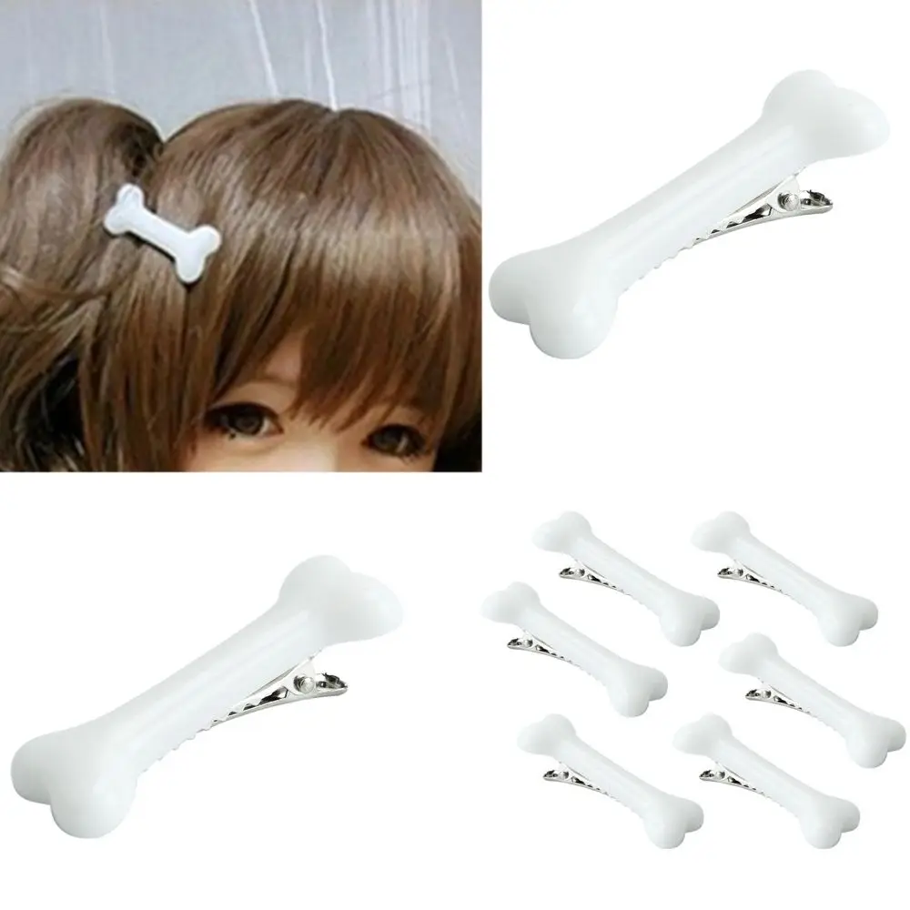Fashion 2 Pieces Ladies Hairpin Personality Cute Punk Style White Vlack Dog Bone Design Hairpin Hairstyle Design Tool Bangs Clip