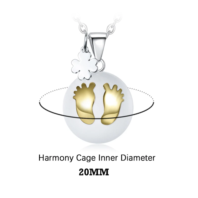 Eudora 20MM Harmony Bola Ball Baby footprints Pregnancy Chime Angel Caller Mexcian Bola Pendant Necklace Fine Jewelry for Women 2