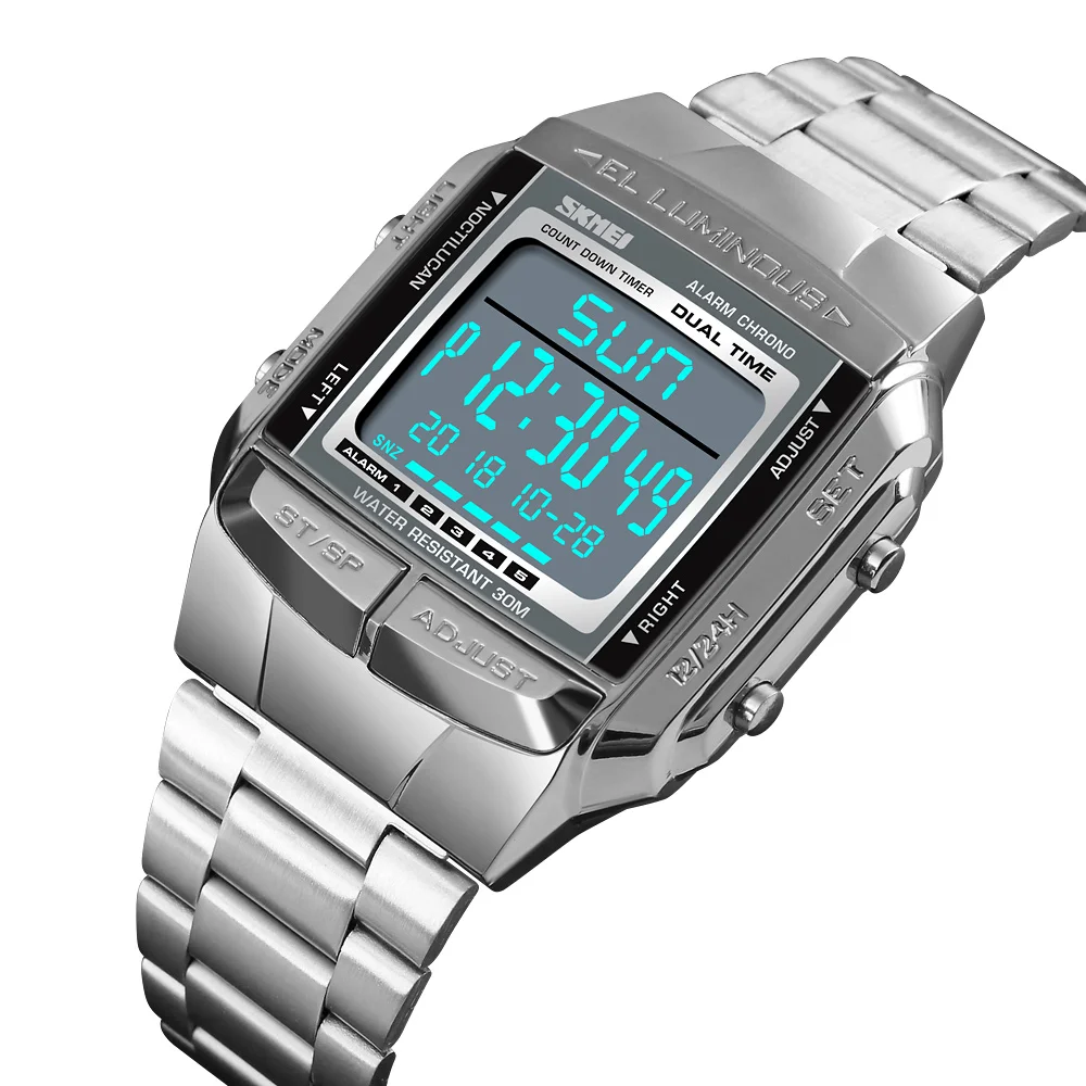 SKMEI Sports Watch Men Luxury Digital Watch Fashion Alarm Clock Countdown Watch Large Dial Glass Mirror Clock Relogio Masculino afbeelding