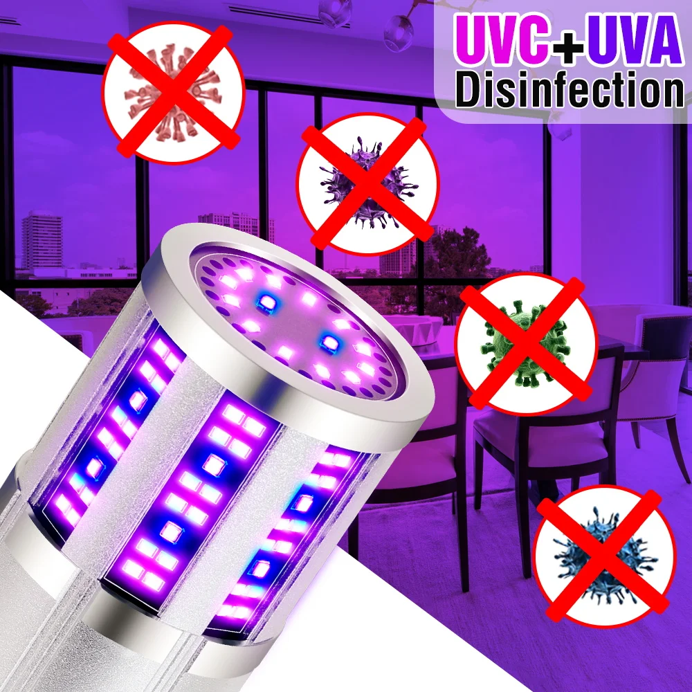 

220V Led UV Germicidal Lamp E27 Led UVC Corn Light For Disinfection 9 18 Leds Ultraviolet Home Bactericidal Lighting Lamp 280nm