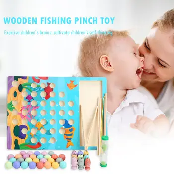 

Wooden Montessori Toys Kids Early Learning Educational Toys Clip Beads Fishing Game Teaching Aids Toy For Children Gift