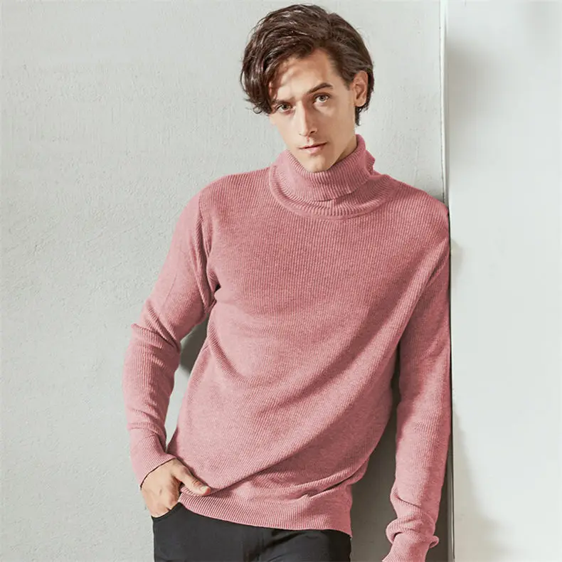 MuLS Sweater Men Pullovers High-Neck Cotton Turtleneck Sweater Jumpers Christmas Red Autumn Winter Thick Warm Male Knitwears DropShip 0