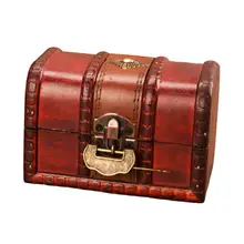 

80% HOT SALES!!! Vintage Retro Wood Jewelry Storage Box Treasure Chest Makeup Organizer Case with Lock Jewelry Box
