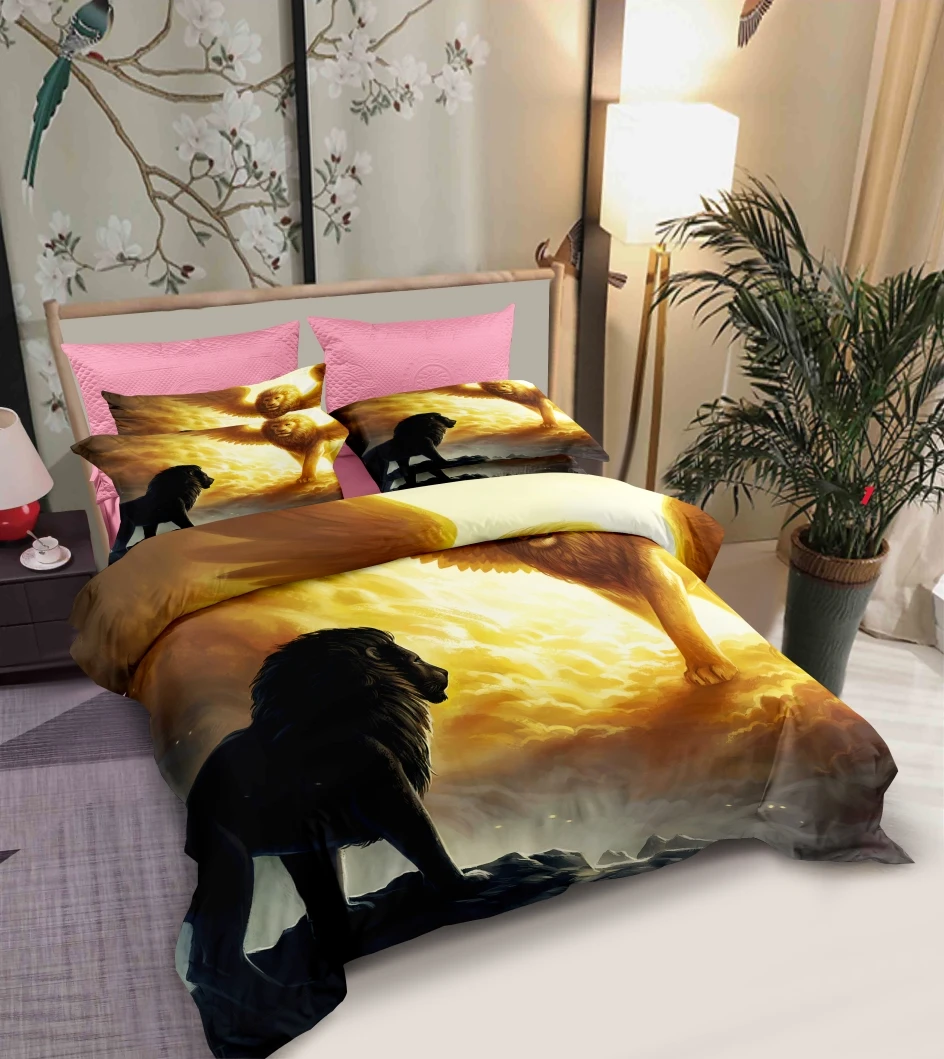 

Lion Bedding Set Single Twin Full Queen King Size Animal Tag Lion Wolf Bed Set Children's Kid Bedroom Duvetcover Sets 017