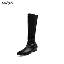 ESRFIYFE/ г. Новые женские высокие сапоги модные женские сапоги до колена осенне-зимние женские ботинки Большие размеры 34-48