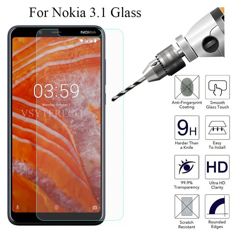 Закаленное стекло для Nokia 3 1 Plus защита экрана 2.5D Премиум защитная пленка |