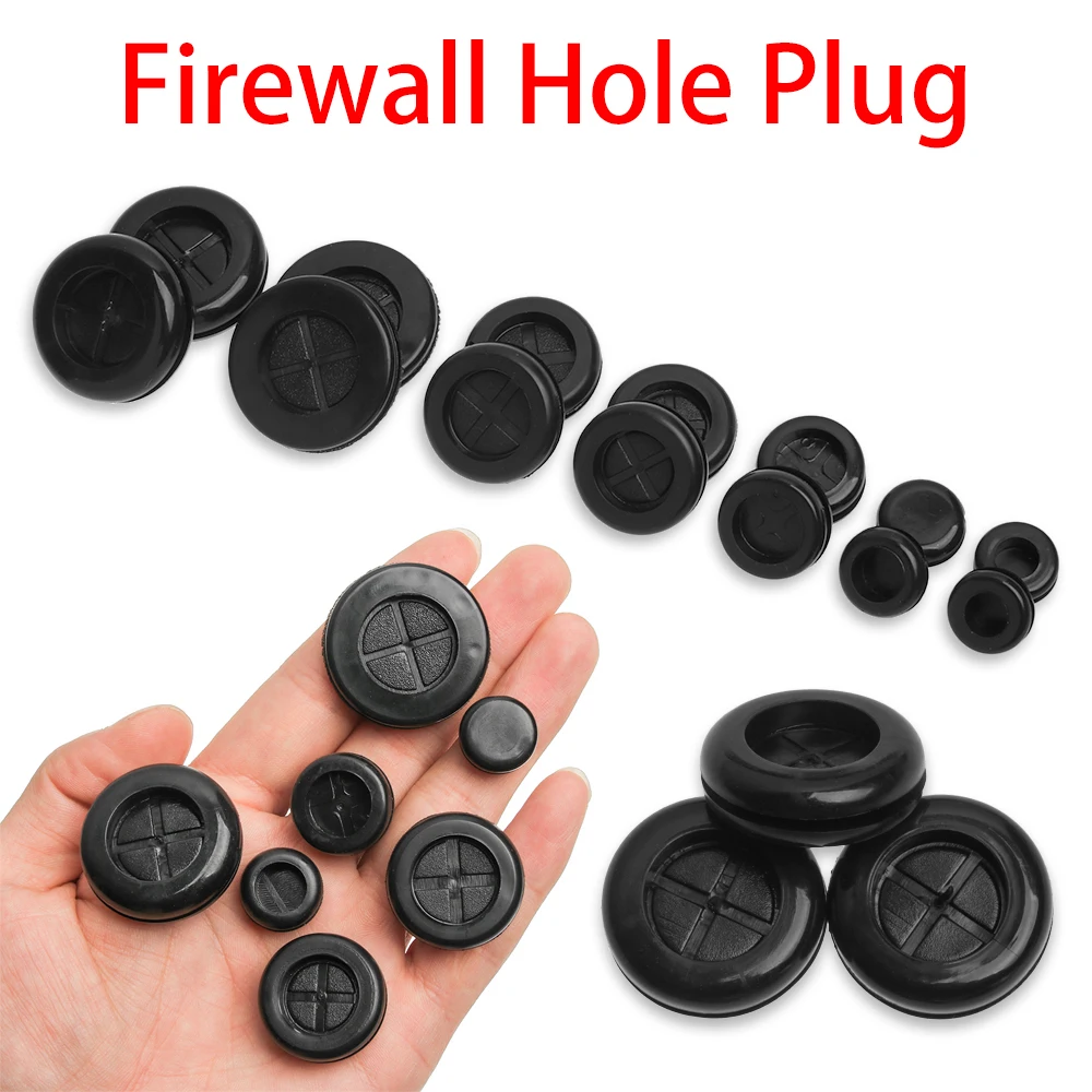 Grommet Protective coil Double-sided Black Rubber Firewall Hole Plug Retaining Ring Parts Car Electrical Wire Gasket Kit 50pcs