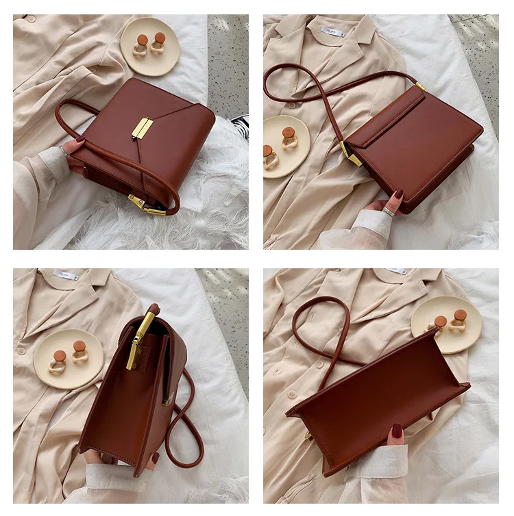 uxury Brand Female Square Bag Fashion New High Quality PU Leather Women's Designer Handbag Lock Shoulder Messenger Bag