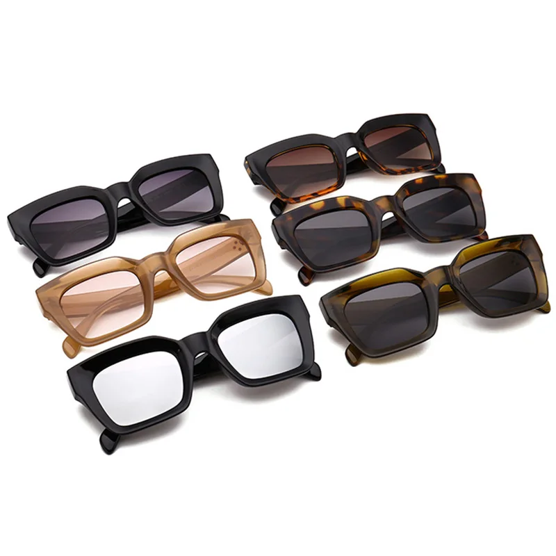 SHAUNA классические женские Квадратные Солнцезащитные очки Брендовые дизайнерские модные украшение для ногтей мужские очки цвета шампанского