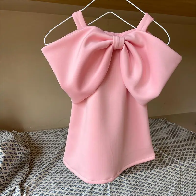Girls Dress Princess Costume Kids Clothes Summer Dresses For Girls Children Clothing Bow Suspender Dress Summer New Girls Air Cotton Princess Dress Children 1-7Y