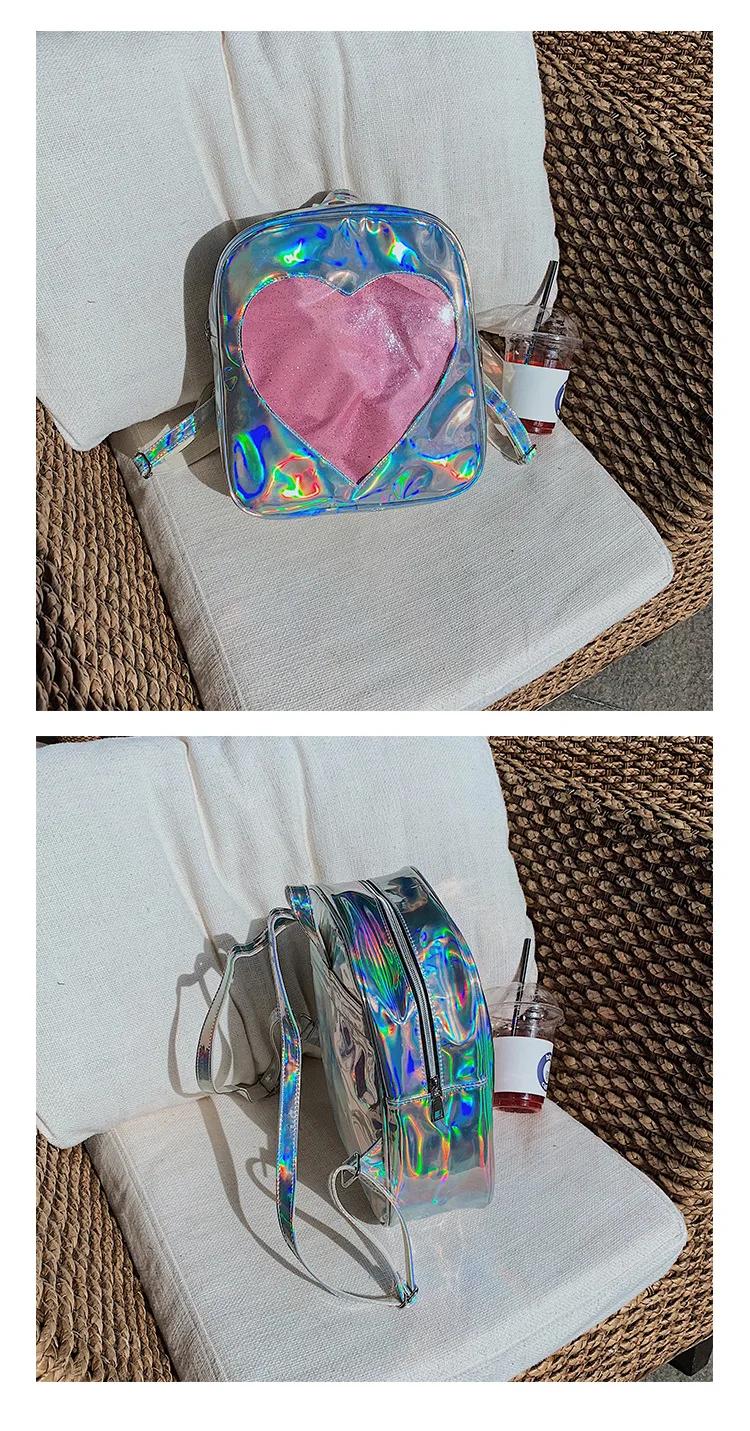 Голографический лазер рюкзак Для женщин модные милые ITA сумка корейский большой-Ёмкость школьные сумки для девочек подростков прозрачный рюкзак
