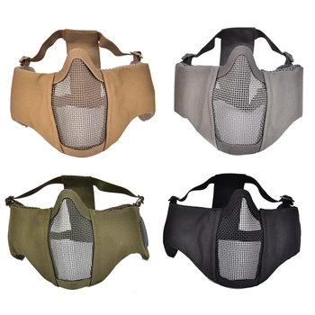 

1PC Adjustable Foldable Outdoor Tactical Mask Airsoft Mask Mesh Half Face Mask With Ear Protection Paintball Gear