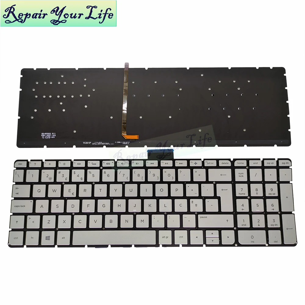 Teclado sp po Backlit para hp Pavilion Teclados Prateados Espanhol es la Layout Português Novo Original Nsk Cw5bc 15 ab 15-ak 15-bc - Imagem 5