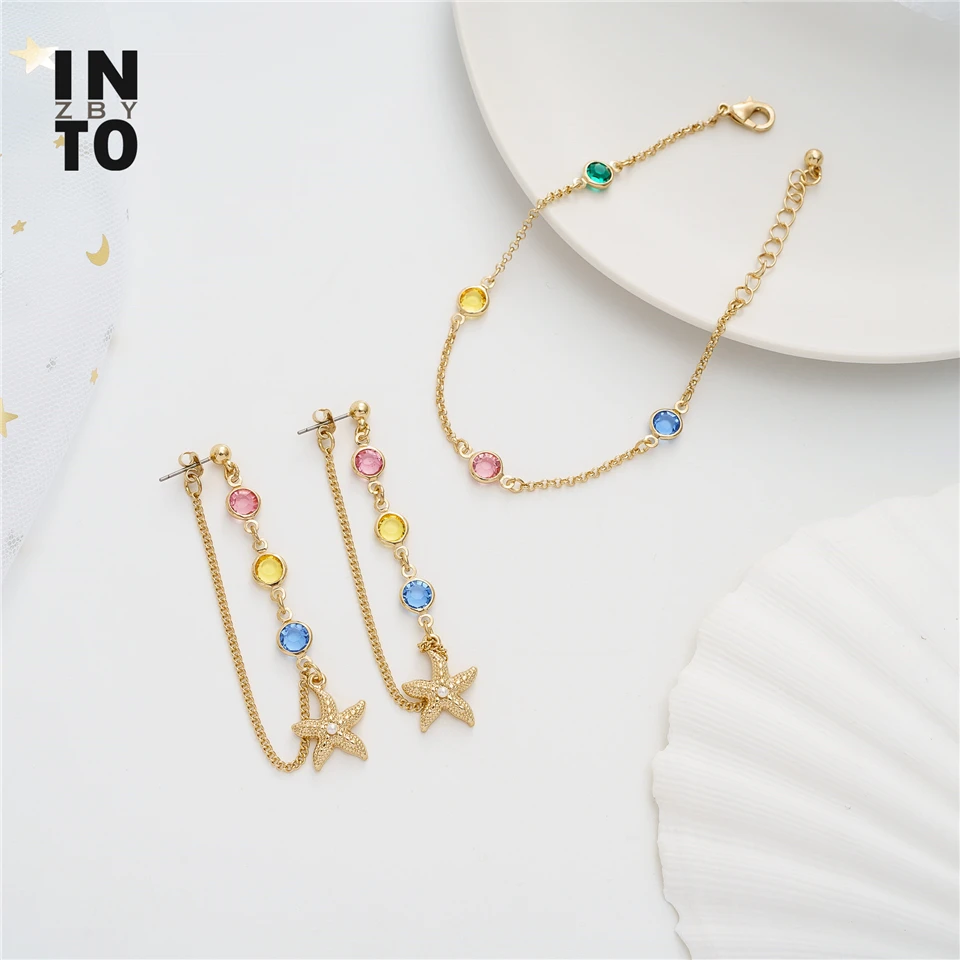 Женский комплект из серег и браслета в виде морской звезды|Ювелирные наборы| |