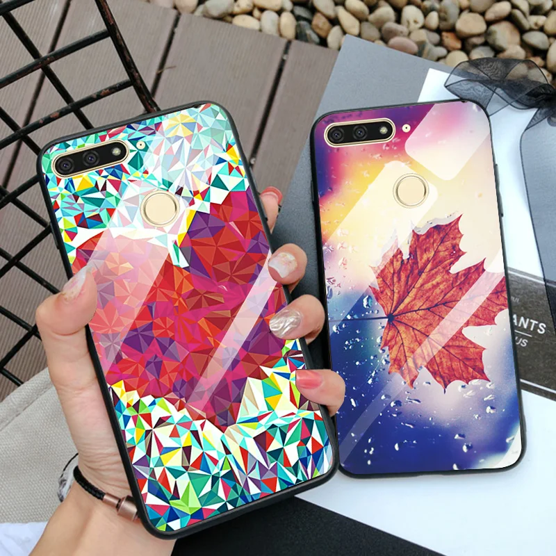 

Tempered Glass Phone Case For Huawei Honor 7C 5.99" Back Cover Woderful Flower For Huawei Honor 7C RU 5.7" Phone Shell Bags