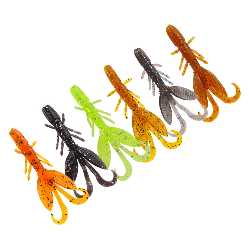 

12 Pcs Crystal Artificial soft shrimp Fishing Lure 5.5cm/1.4g Topwater Silicone Bass Simulation Worm soft bait Wobblers Leurre